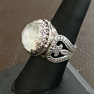 Konstantino Sterling Silver Rock Crystal and Mother of Pearl doublet ring